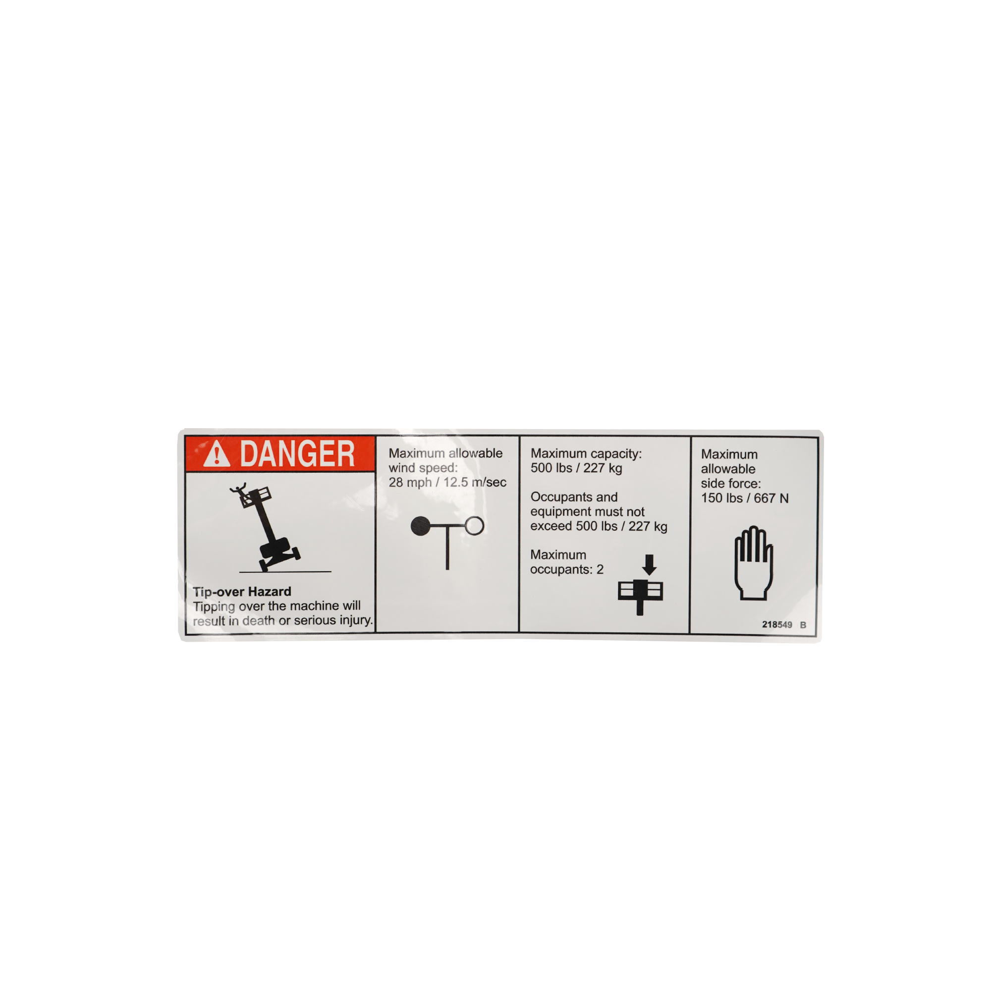 Genie Cap Danger Decal 218549GT | Genie Parts Catalog