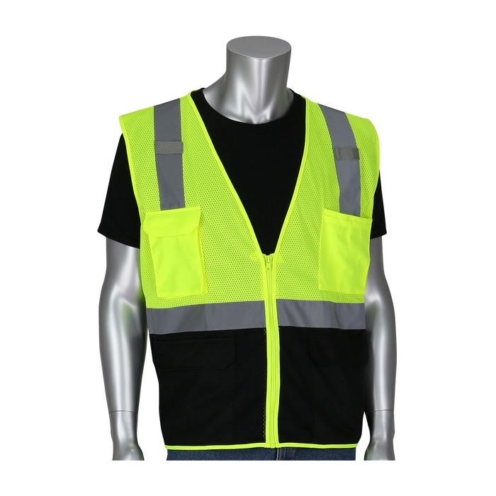 PIP Ansi Type R Class 2 Lime Hi-Vis 5 Pocket Mesh Vest