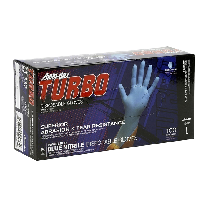 PIP Turbo 5 Mil Powdered Disposable Nitrile Glove With Textured Grip