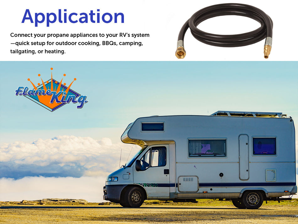 Flame King RV, Van, Trailer Low Pressure Quick Connect 48 Inch, 3/8 Inch ID Female SAE Gas Flare Fitting