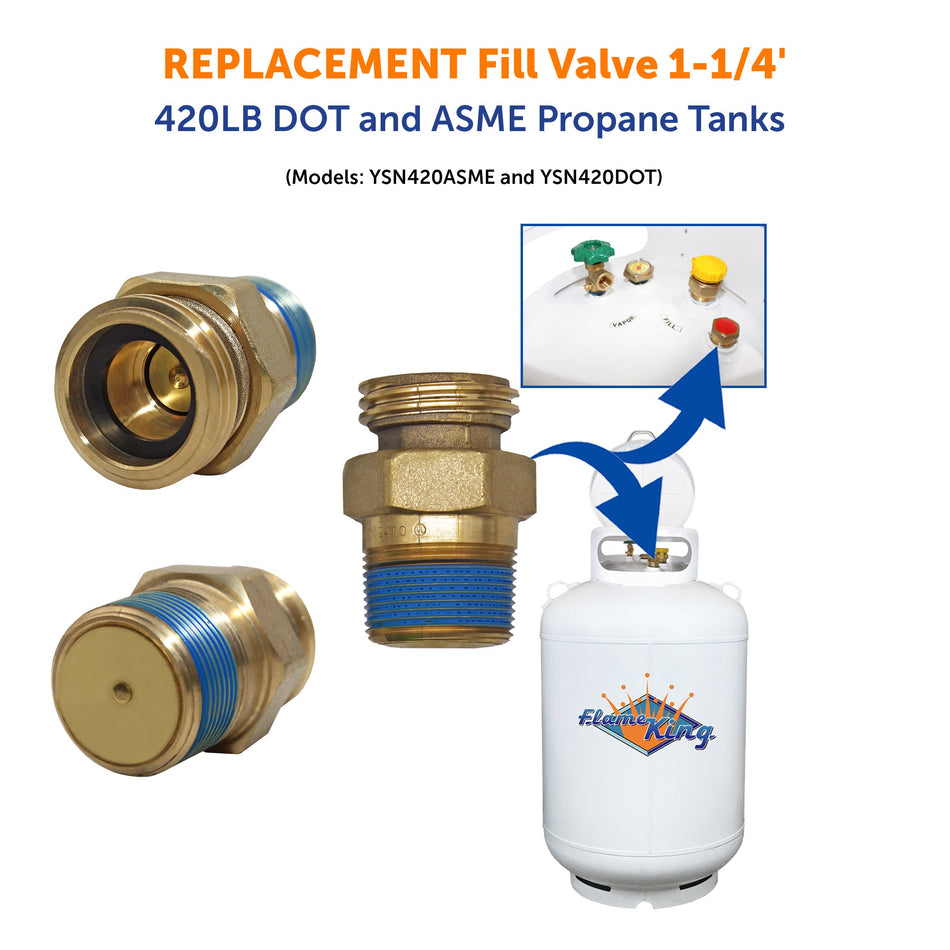 Flame King 420LB Propane Tank Fill Valve Replacement for YSN420ASME & YSN420DOT