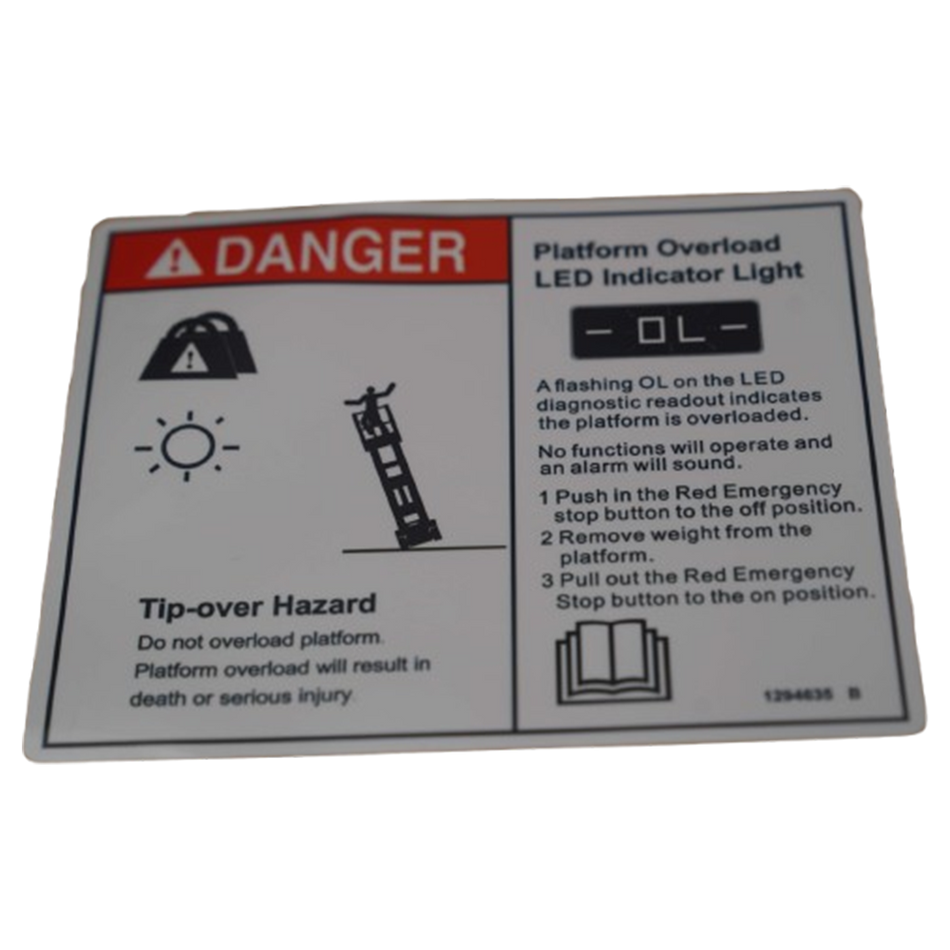 Genie Platform Overload LED Indicator Light Decal 1294635GT