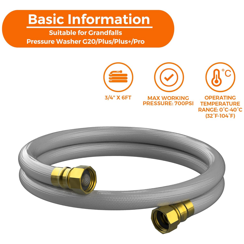 Giraffe Tools Pressure Washer Leader Hose 6FT for Grandfalls