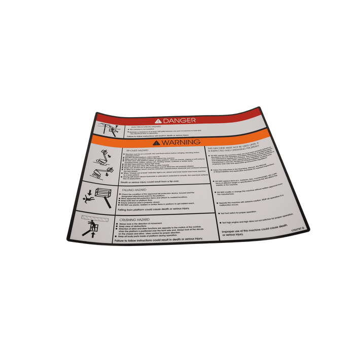 JLG Warning/Danger Plat Decal 1703797