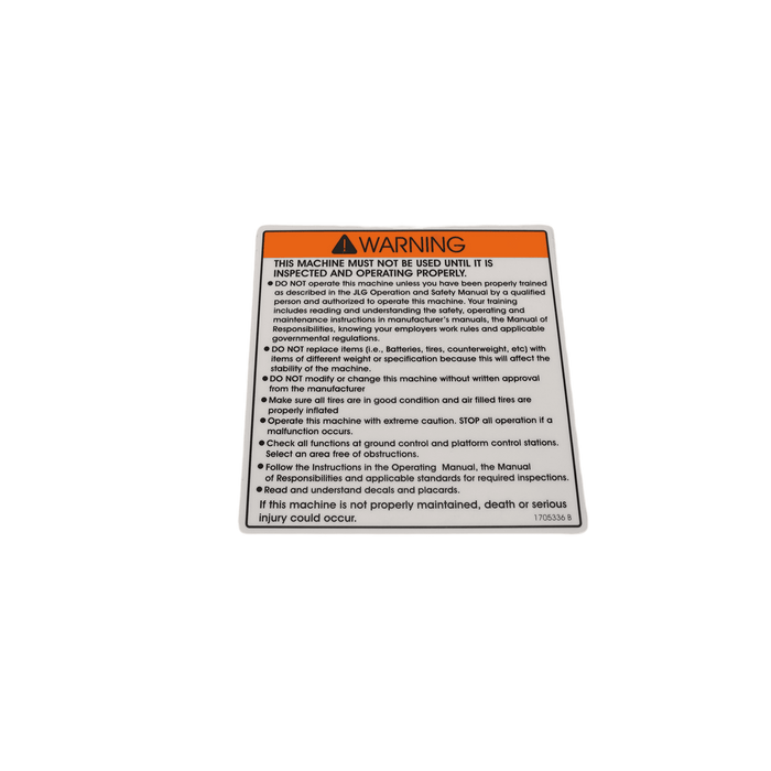 JLG Inspection 1350SJP Decal 1705336