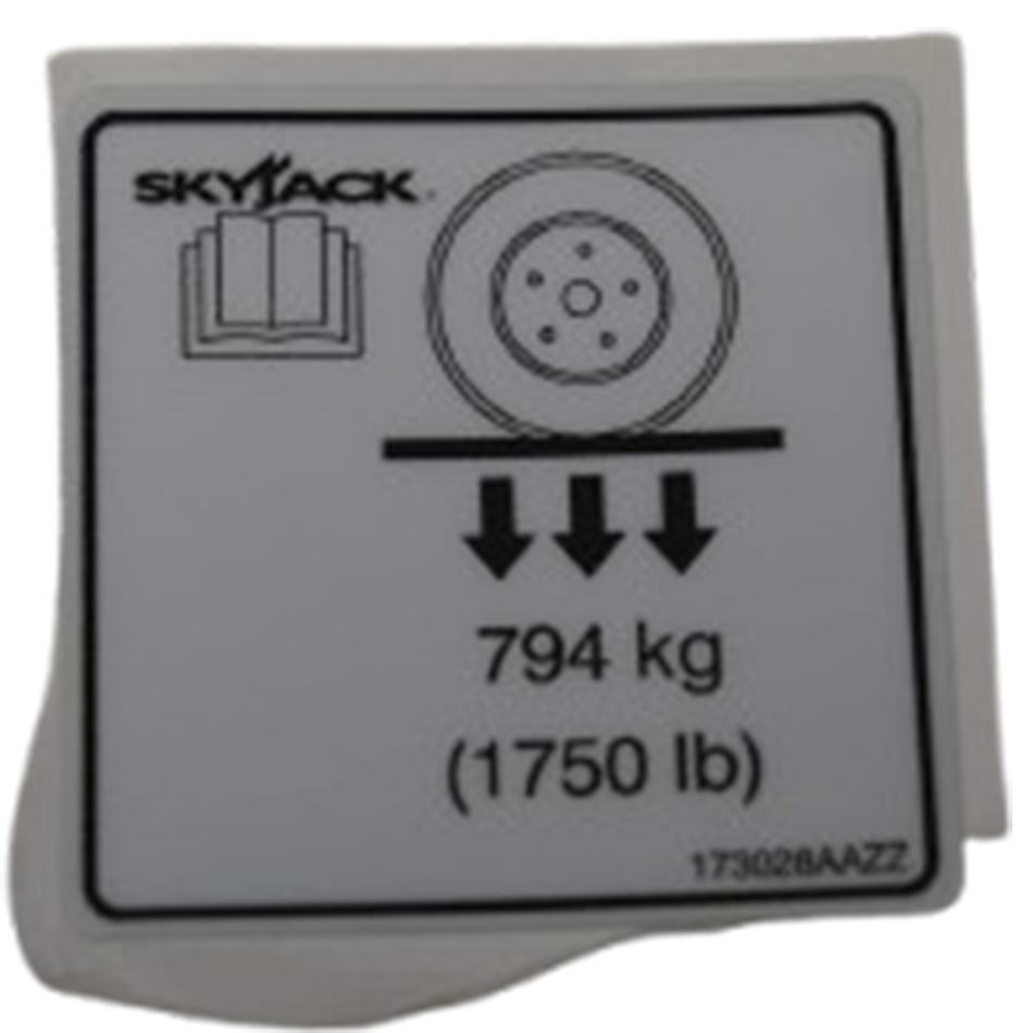 Skyjack Wheel Load 794 kg/1750 LB Label 173028