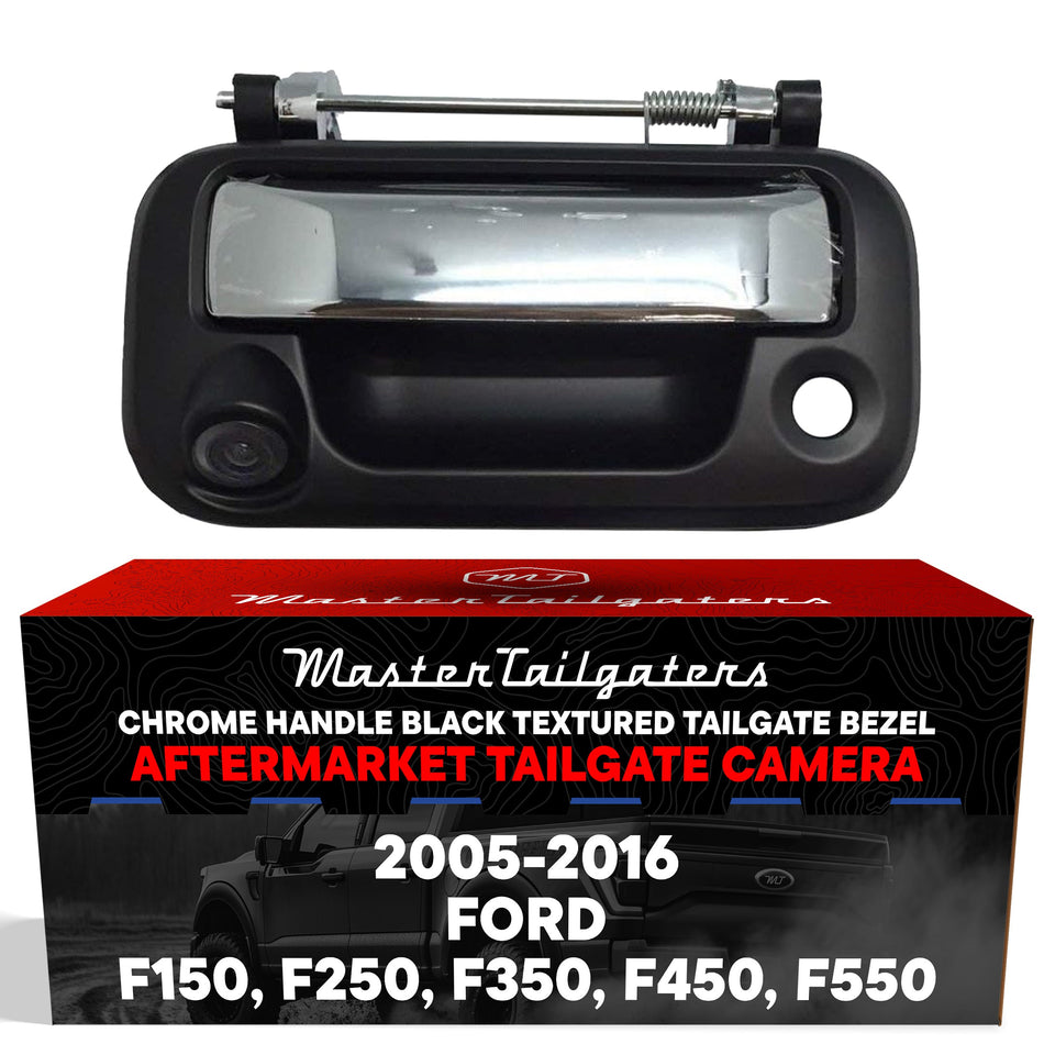 Aftermarket Ford F150 F250 F350 F450 F550 (2005-2016) Black/Chrome Replacement Tailgate Handle with Backup Camera