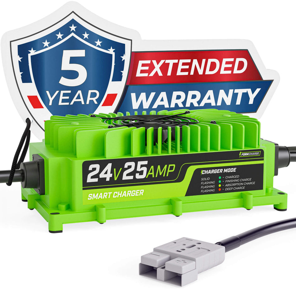 FORM Charge  24 Volt Battery Charger for Forklift, Electric Pallet Jack, Floor Scrubber - 24V 25A