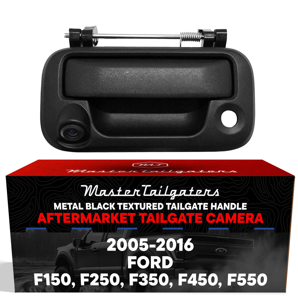 Aftermarket Ford F150, F250, F350, F450, F550 (2005-2016) Black Metal Replacement Tailgate Handle with Backup Camera