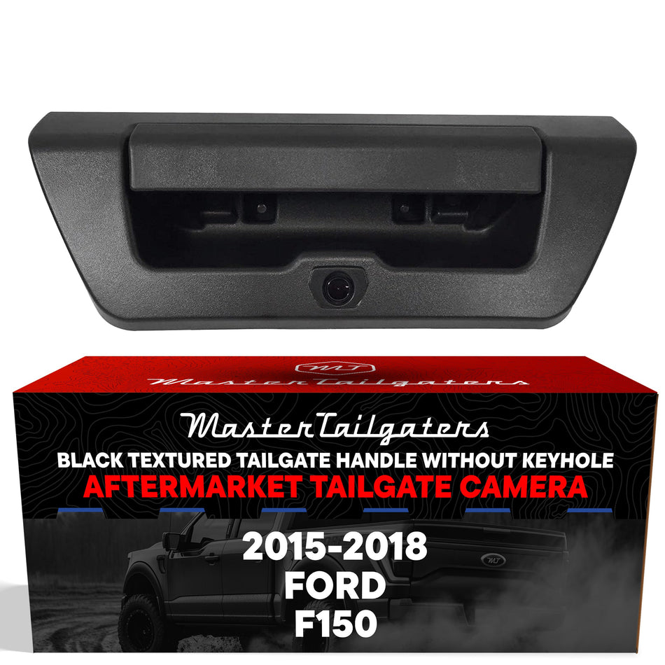 Aftermarket Ford F150 (2015-2018) Black Replacement Tailgate Handle with Backup Camera (No Key Hole)