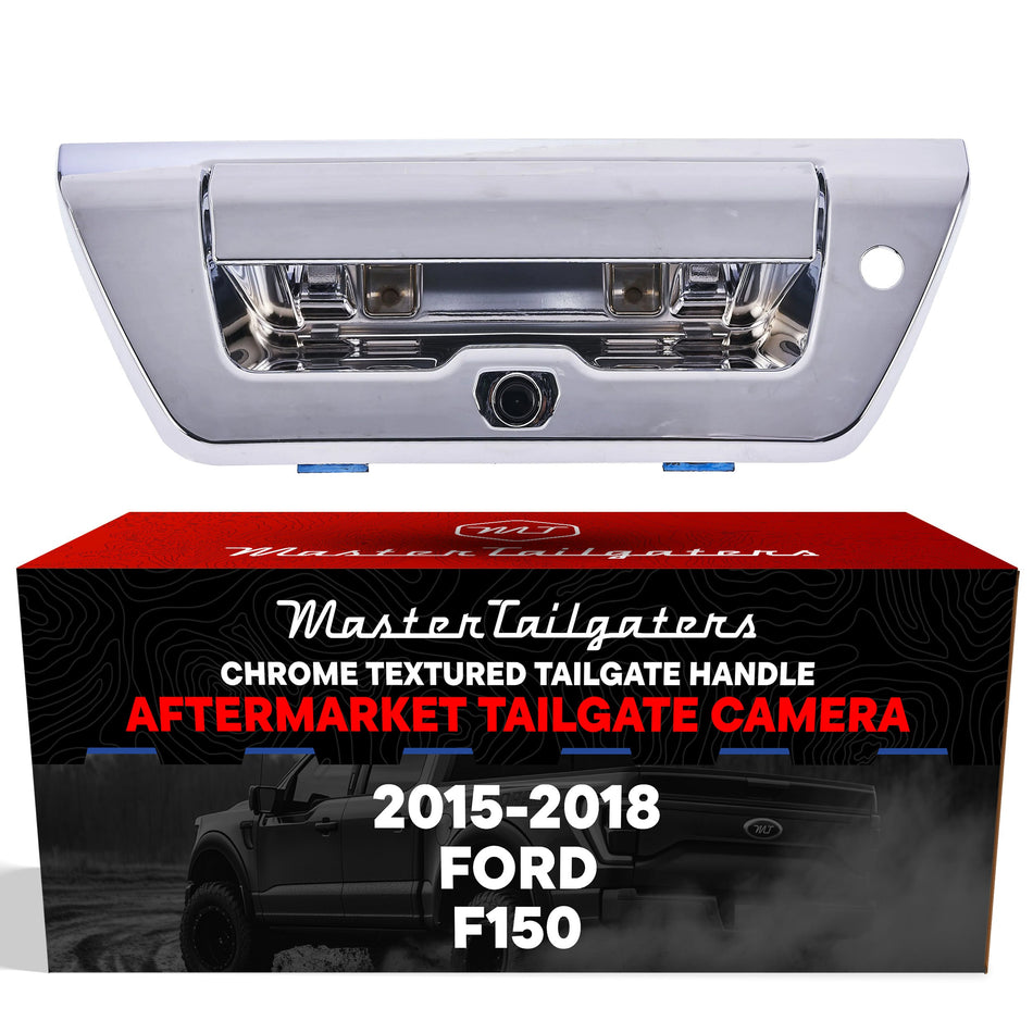 Aftermarket Ford F150 (2015-2018) Chrome Replacement Tailgate Handle with Backup Camera