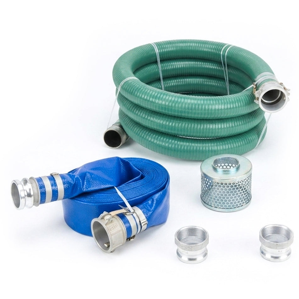 Tomahawk 4-Inch Trash Pump Hose Kit Heavy-Duty Suction and Discharge Set