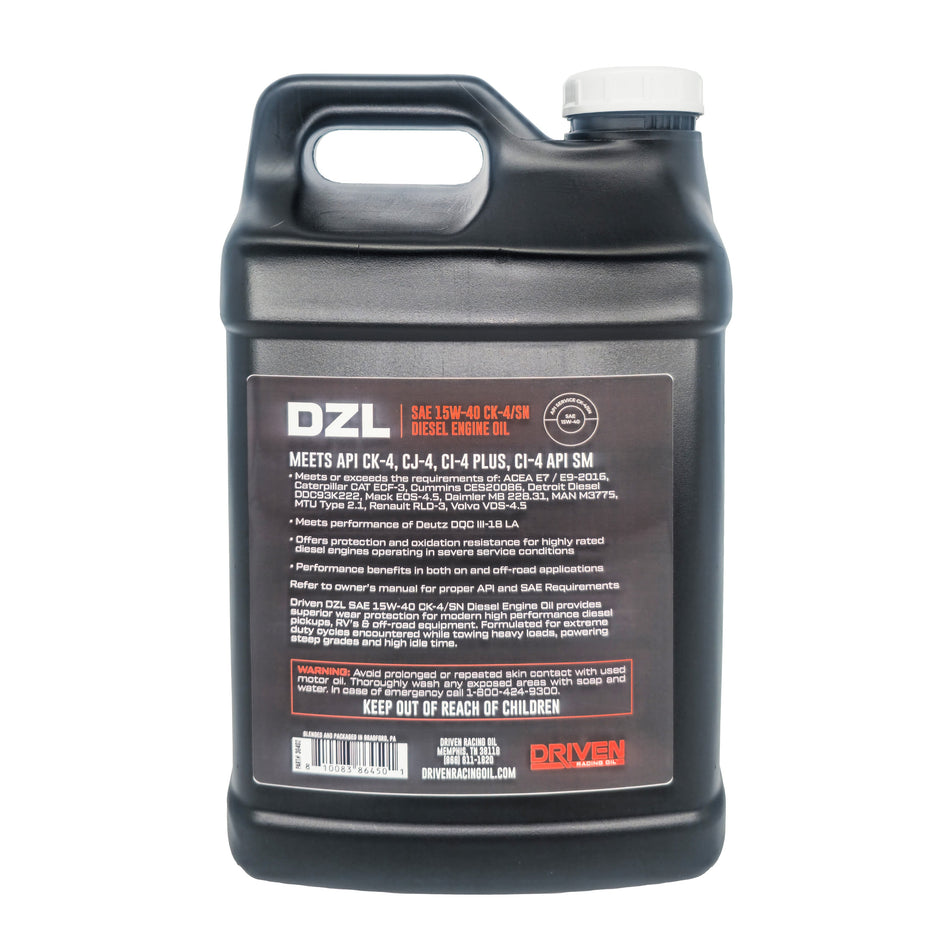 Driven Racing Oil DZL Diesel Engine Oil 15W-40 CK Engine Oil 10 Quart Jug