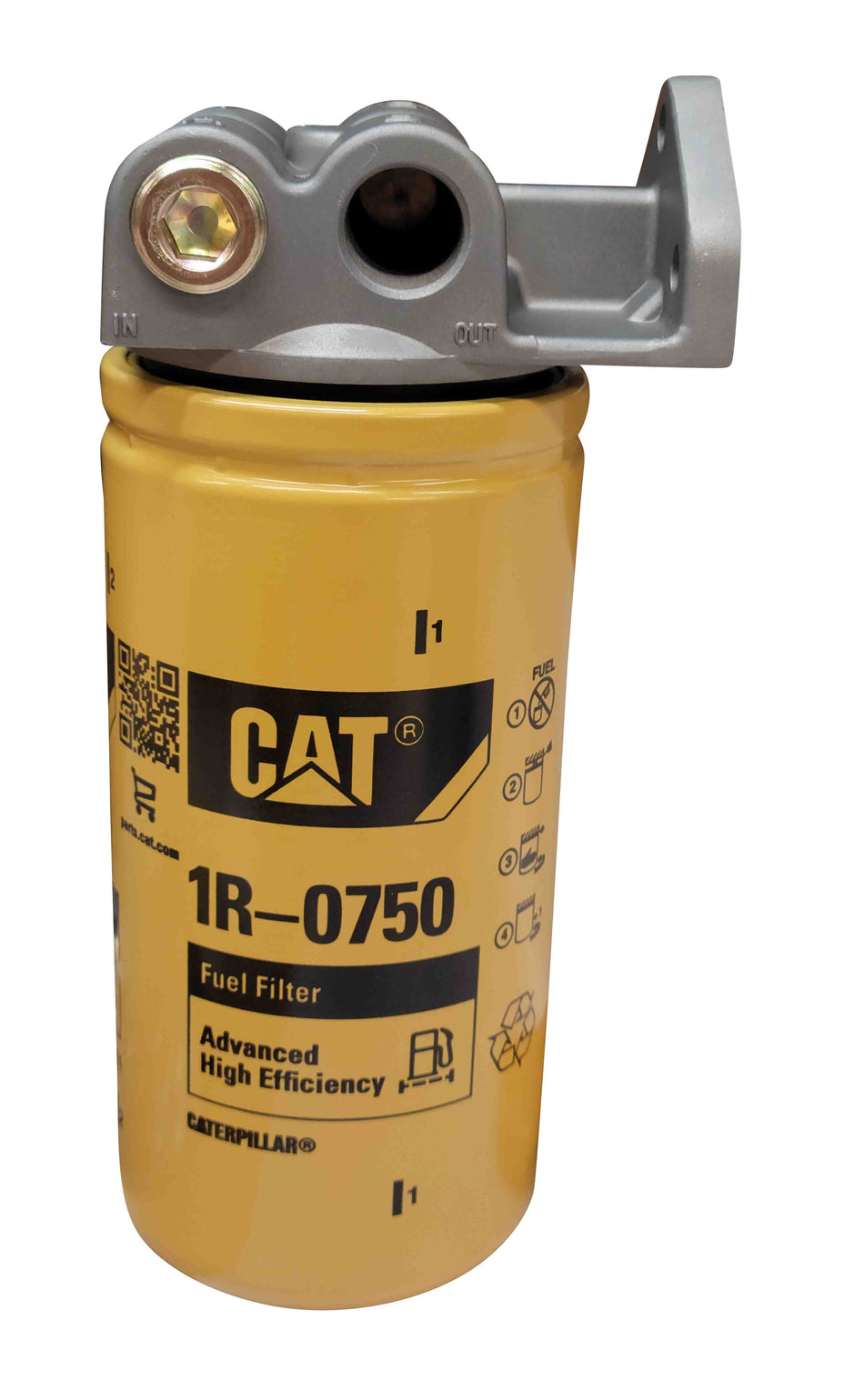 KB Diesel | Diesel Fuel Filter Remote Mount Base 1"-14 with CAT 1R-0750