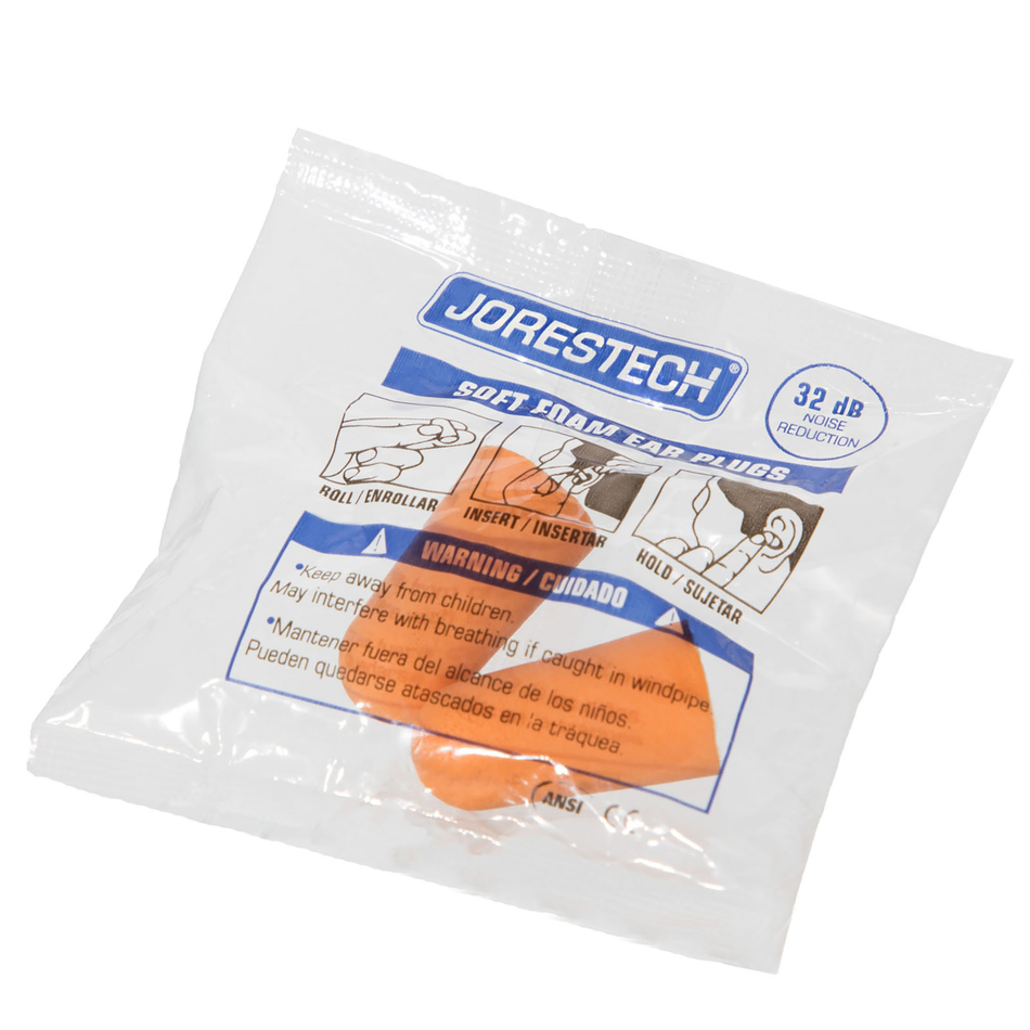 Jorestech 32dB NRR Soft Foam Earplugs – 10 Pairs
