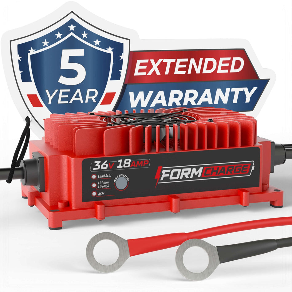 FORM Charge 36V Universal Golf Cart Charger - Onboard - 36V 18A Lithium, LiFePO4, Lead Acid, AGM