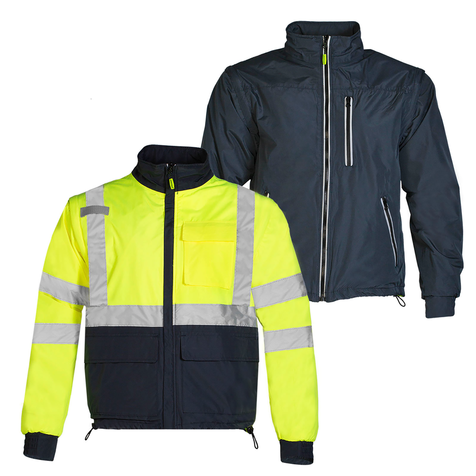 Jorestech 4 in 1 Hi-Vis Reversible Safety Jacket with Removable Sleeves