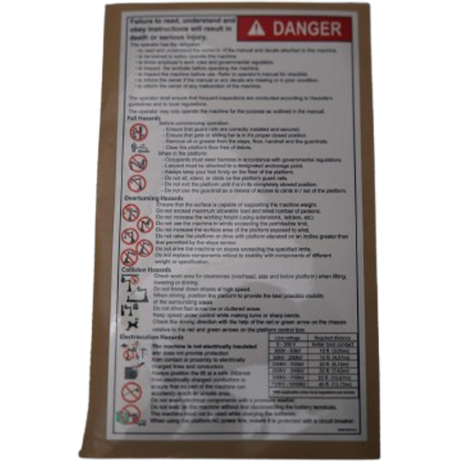 Haulotte Decal - Troubleshooting 4000326910