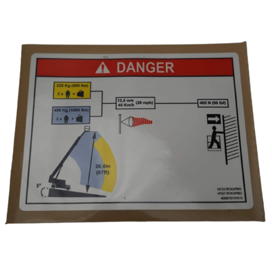 Haulotte Decal - Load Height 4000701930