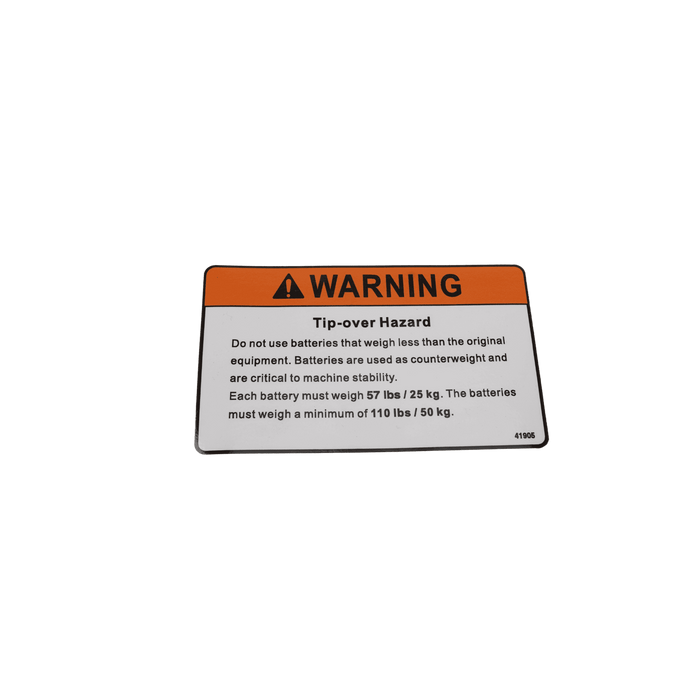 MEC Decal, Warning Tip Over Hazard 41905