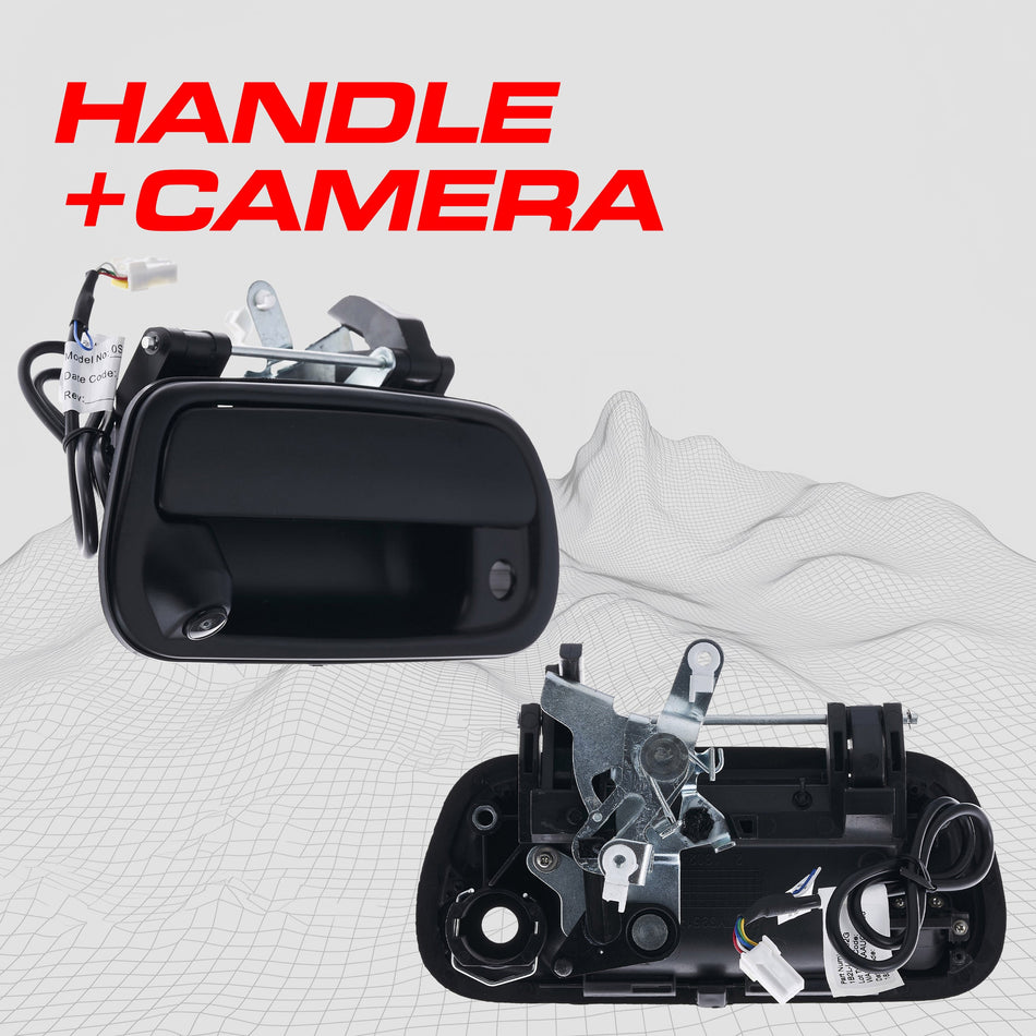 Aftermarket Toyota Tundra (2000-2006) Smooth Primed Black Replacement Tailgate Handle with Backup Camera (Ready to Paint)