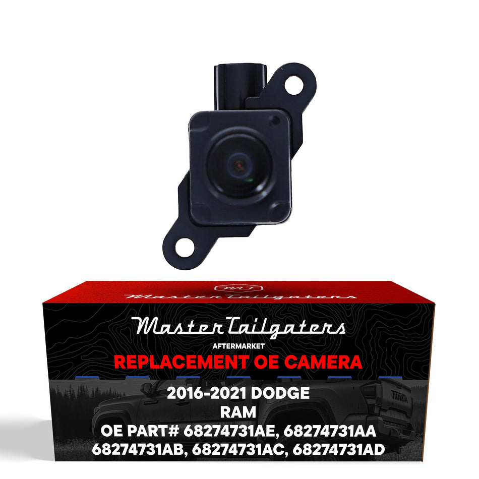 Aftermarket Dodge Ram (2016-2021) OEM Replacement Backup Camera OE Part  # 68274731AA, 68274731AB, 68274731AC, 68274731AD, 68274731AE
