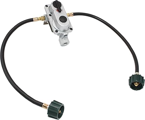 Flame King 2-Stage Auto Changeover LP Propane Gas Regulator with Two 18-inch Pigtails for RVs, Vans, Trailers