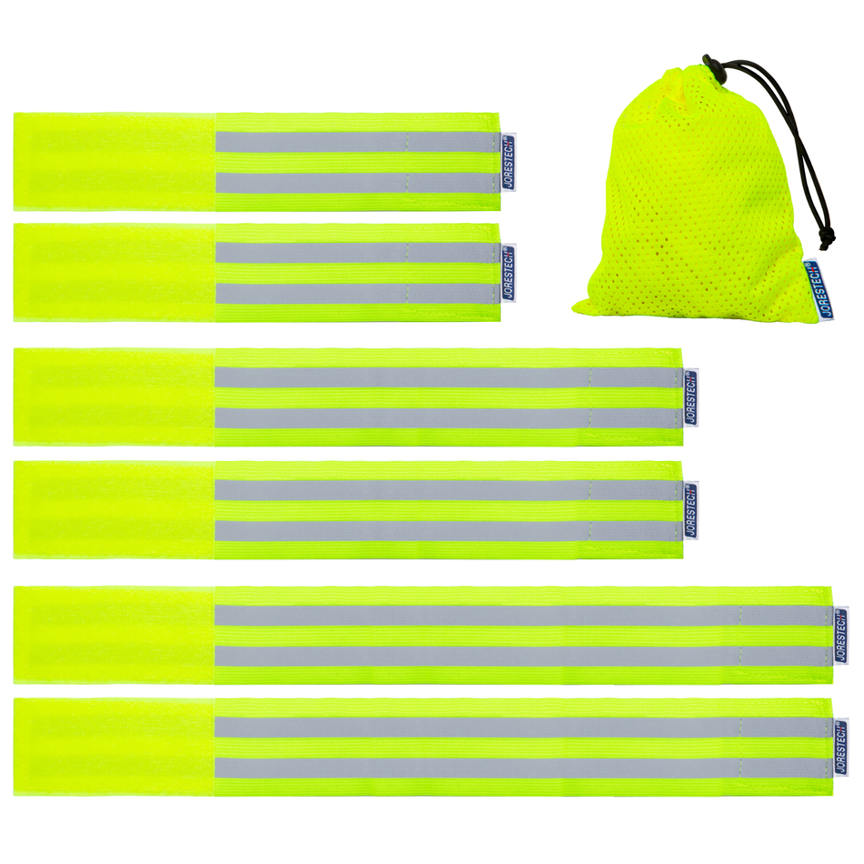 Jorestech Hi-Vis Reflective Safety Bands with Mesh Storage Bag – Pack of 6