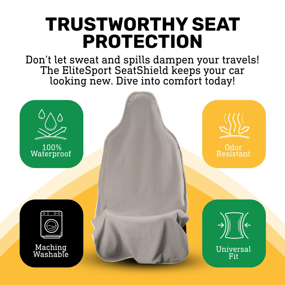 SeatShield | EliteSport+ Non-Slip Waterproof Seat Cover - Gray