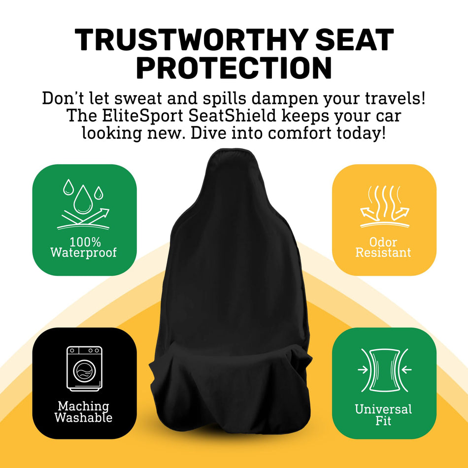 SeatShield | EliteSport+ Non-Slip Waterproof Seat Cover - Black