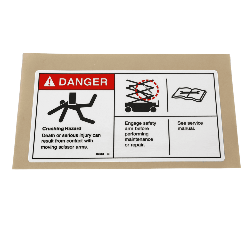 Genie Decal, Danger - Use Safety Arm 82561GT