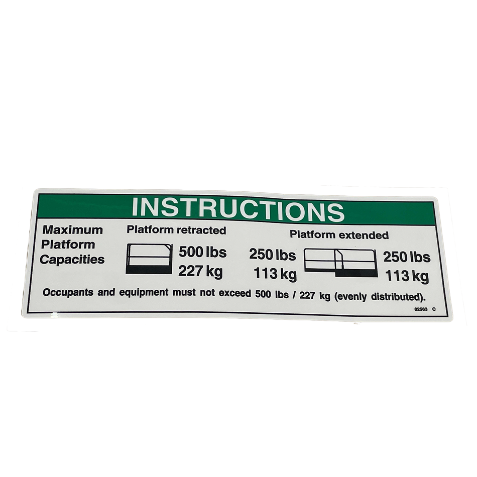 Genie Decal, Instr-Max Cap 500 Lbs 82563GT