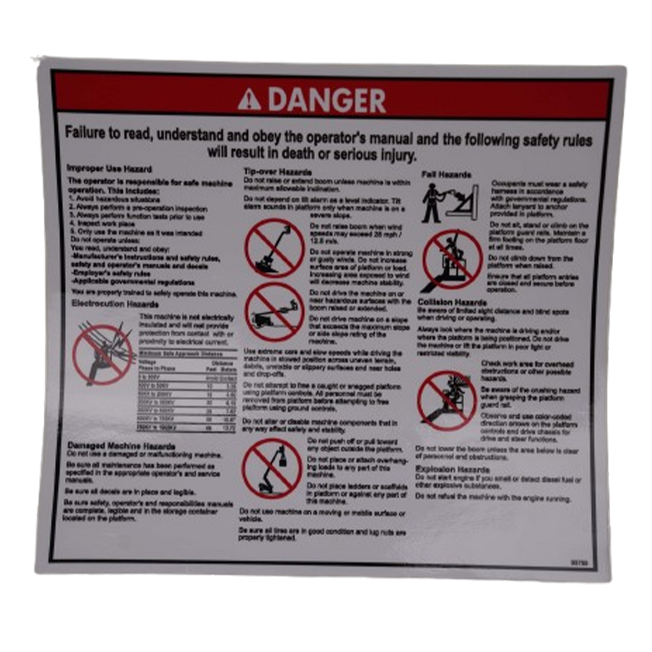 MEC Danger Panel Decal 93755