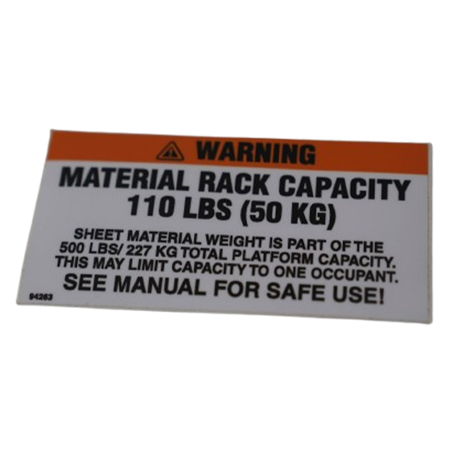 MEC Decal - Warning, Sheet Materia 94263
