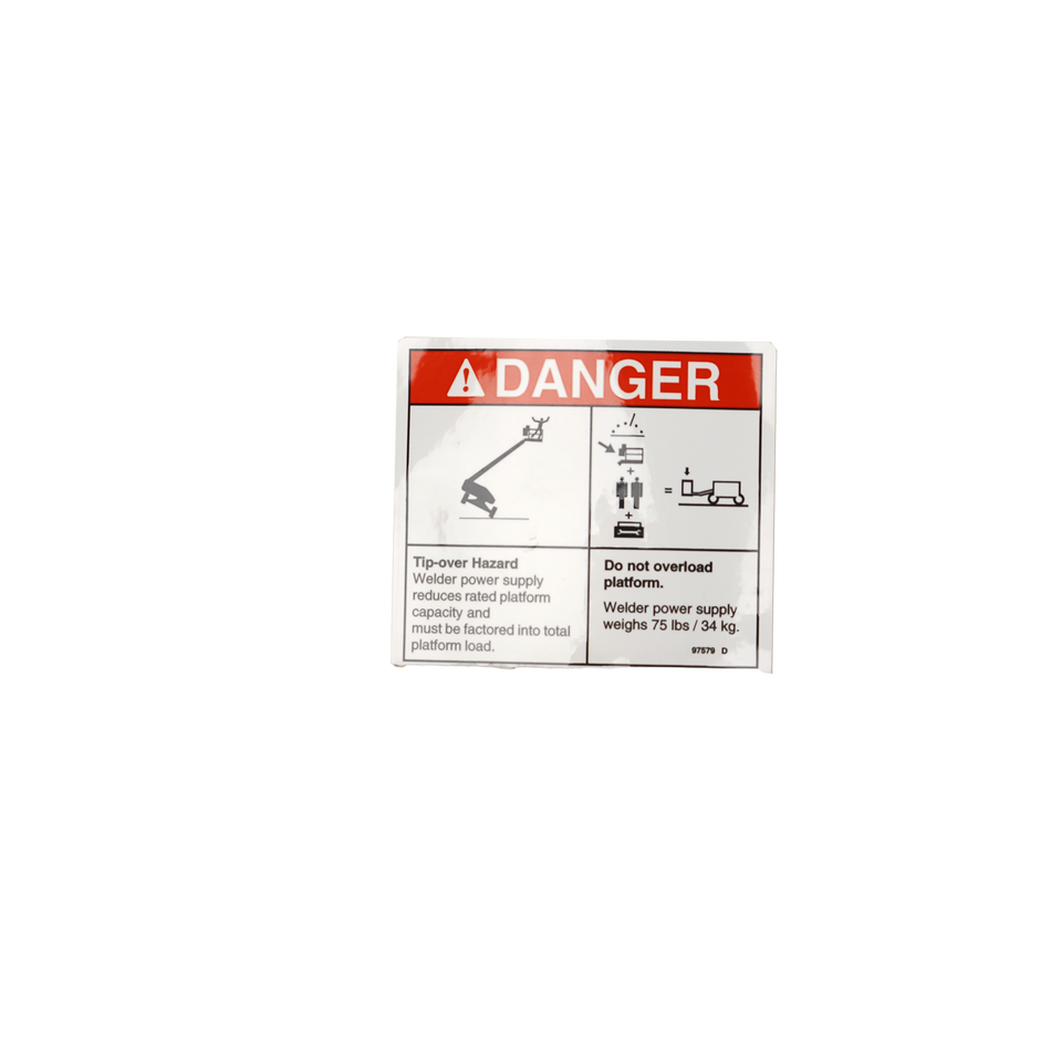 Genie Danger Tip-Over Welder Decal 97579GT | Genie Parts Catalog Genie Danger Tip-Over Welder Decal 97579GT | Genie Parts Catalog
