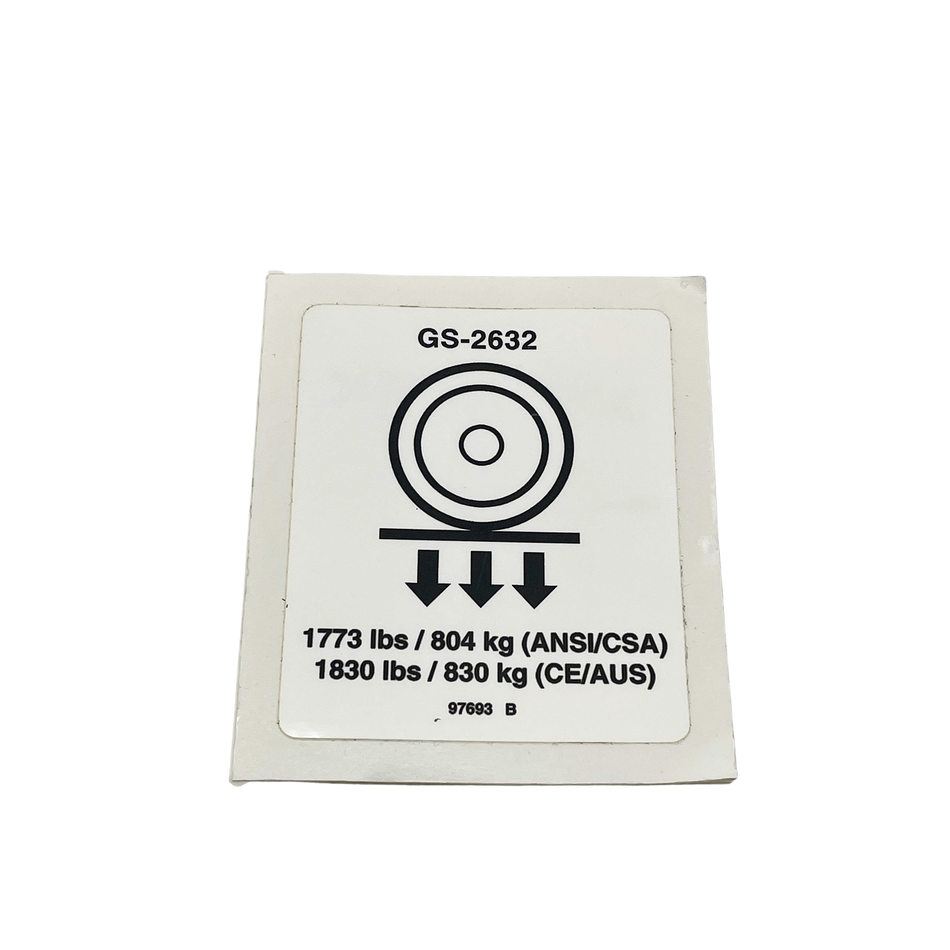 Genie Wheel Load Decal Label 97693GT