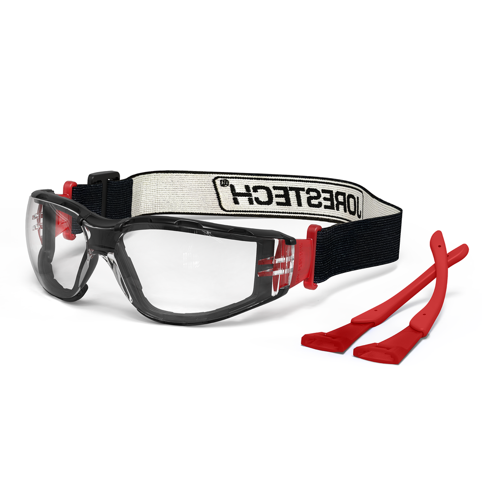 Jorestech Anti-Fog Safety Glasses Convertible to Goggles with Removable Foam Seal, Temples & Headband