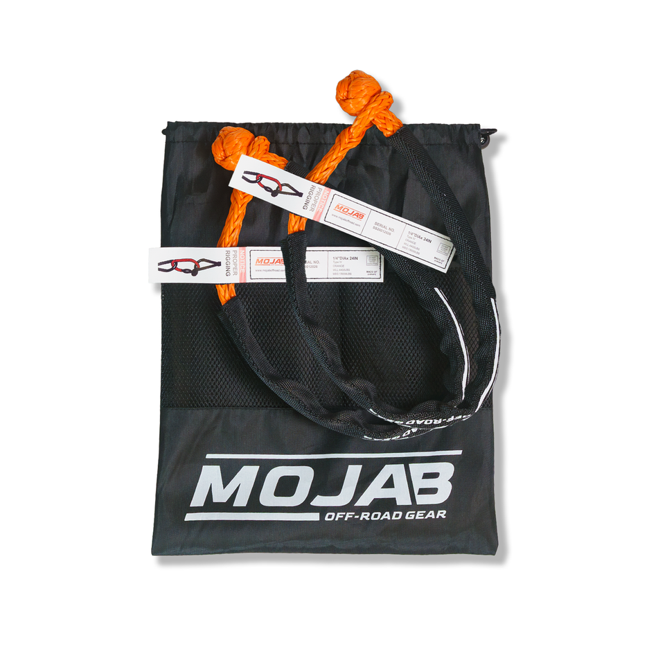 MOJAB Soft Shackle 1/4'' x 24'' with sleeve and bag (Set of 2 Shackles)