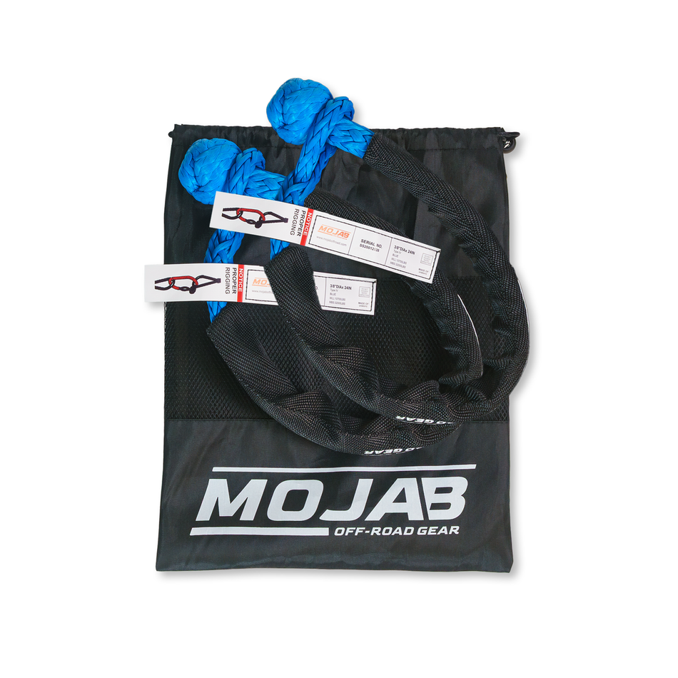 MOJAB Soft Shackle 3/8'' x 24” with sleeve and bag (Set of 2 Shackles)