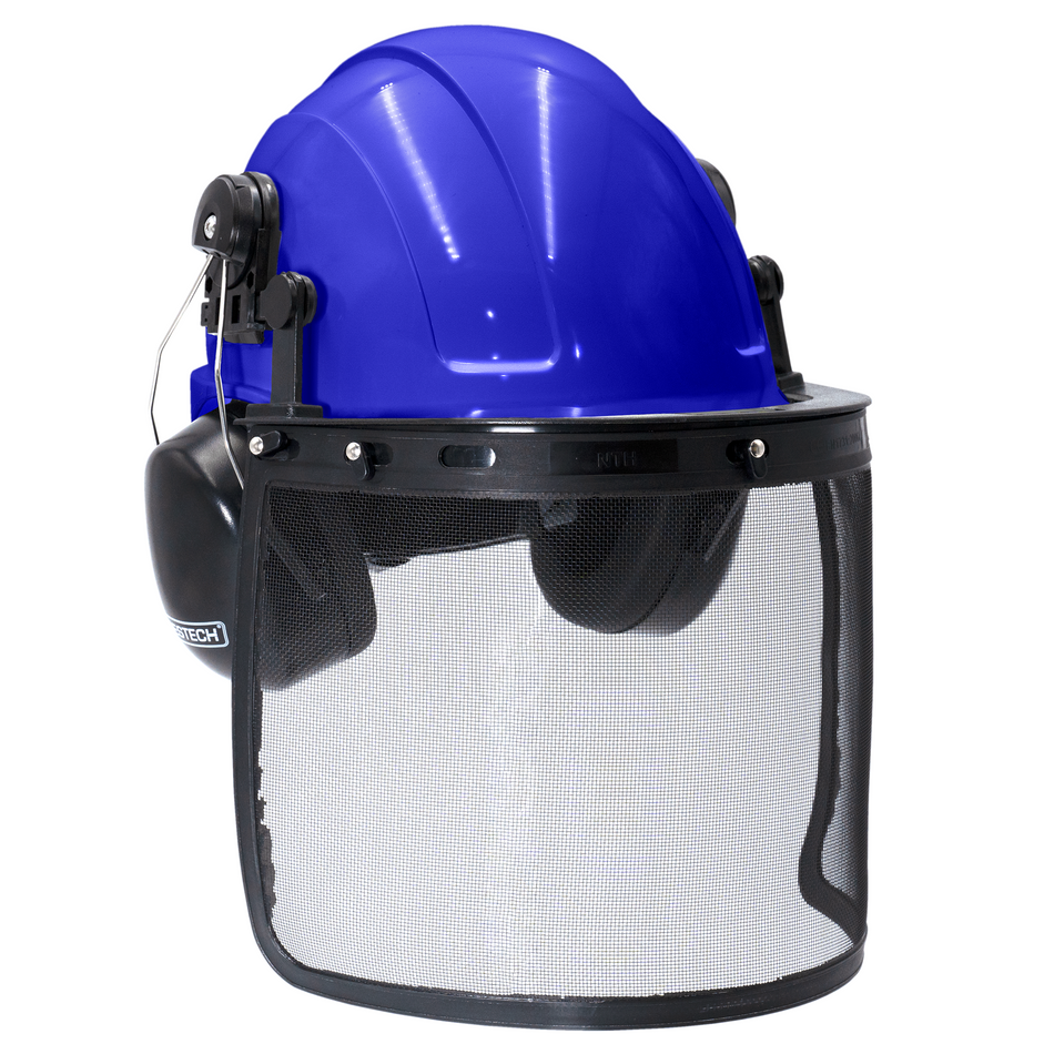 Jorestech Safety Cap-Style Helmet System with Iron Mesh Face Shield and Earmuffs Black