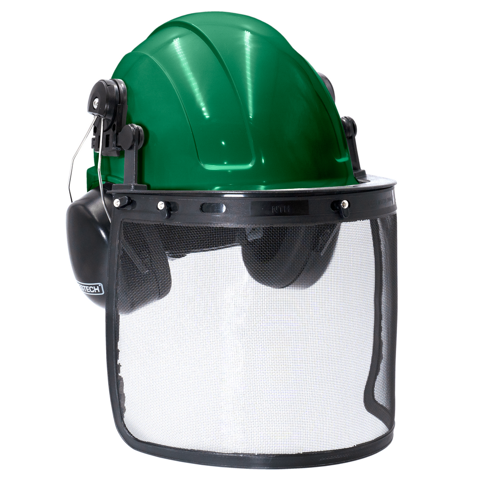 Jorestech Safety Cap-Style Helmet System with Iron Mesh Face Shield and Earmuffs Black