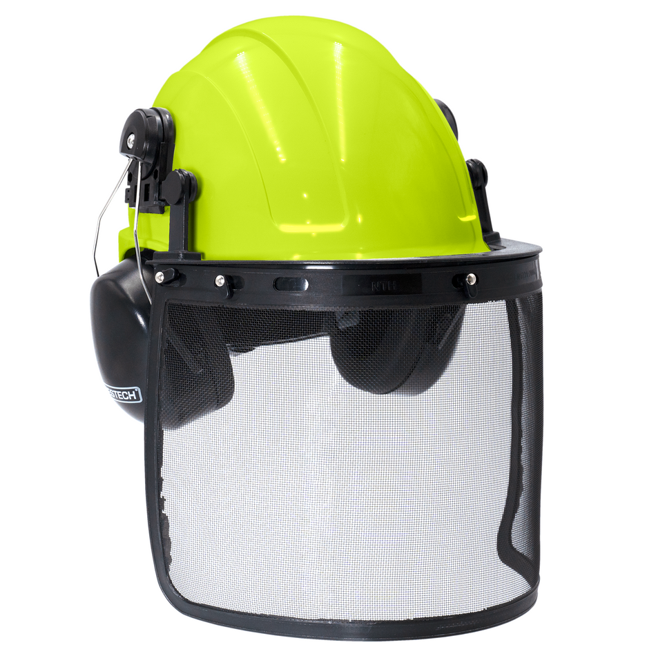 Jorestech Safety Cap-Style Helmet System with Iron Mesh Face Shield and Earmuffs Black