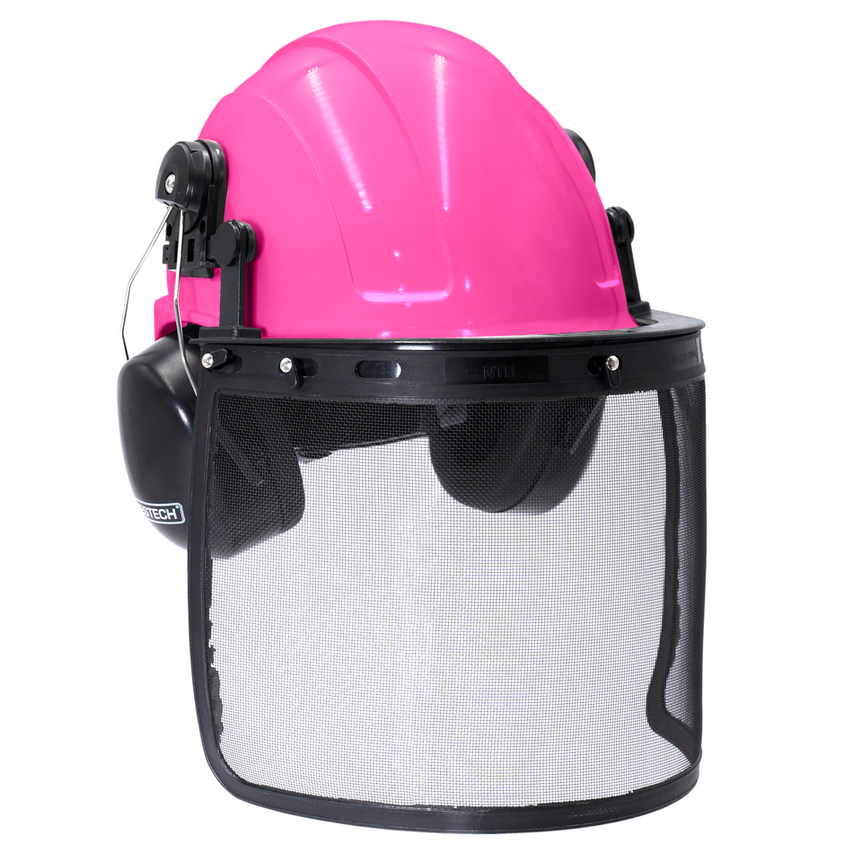 Jorestech Safety Cap-Style Helmet System with Iron Mesh Face Shield and Earmuffs Black