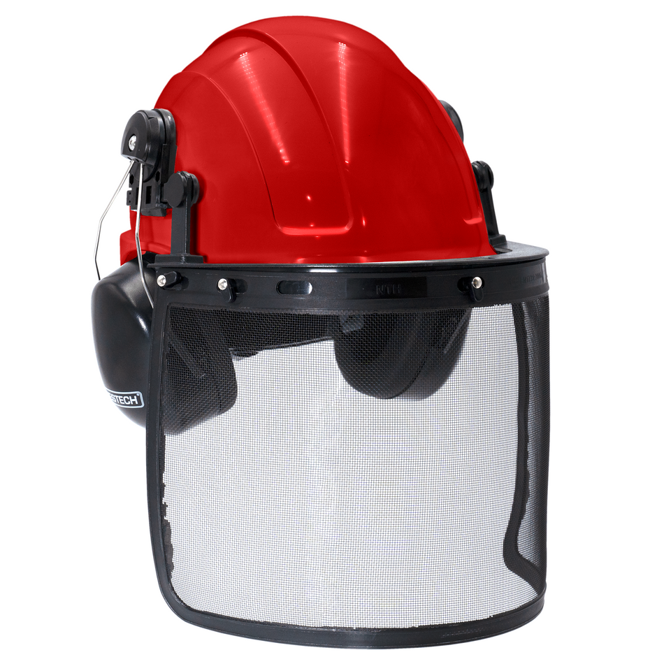 Jorestech Safety Cap-Style Helmet System with Iron Mesh Face Shield and Earmuffs Black