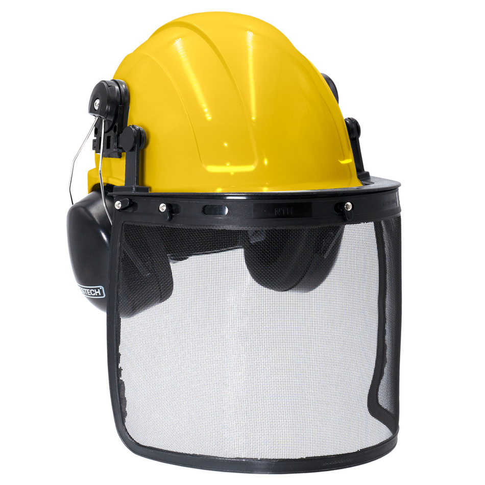 Jorestech Safety Cap-Style Helmet System with Iron Mesh Face Shield and Earmuffs Black