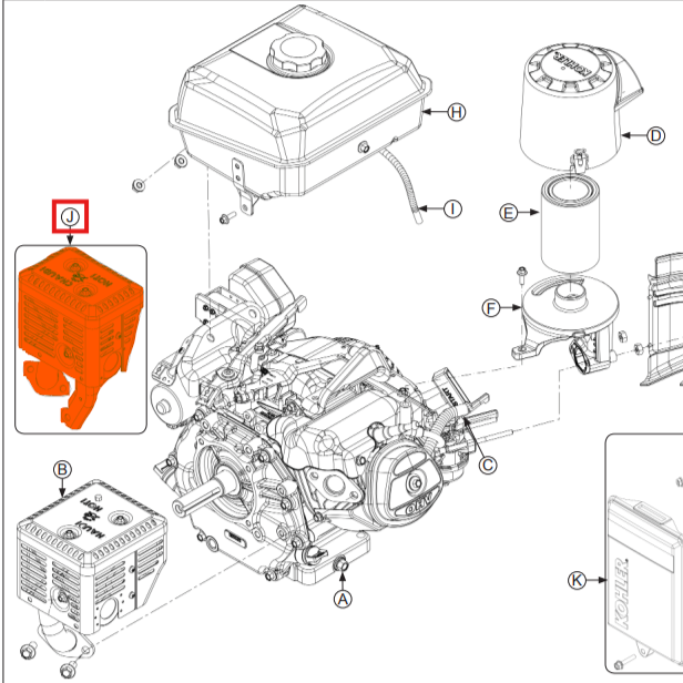 Tomahawk Muffler Spare Part for Kohler CH260 4-Stroke Engine