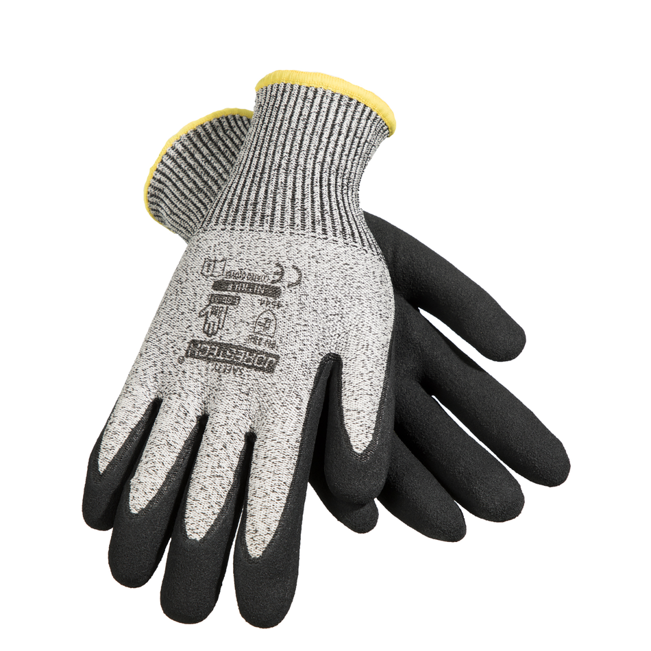 Jorestech Cut-Resistant Safety Work Gloves with Sandy Nitrile Dipped Palms - Pack of 12