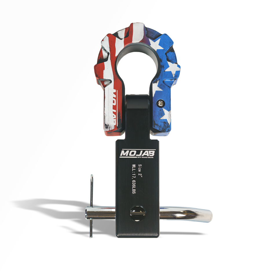 MOJAB 2'' Aluminum Hitch Receiver with Aluminum D-Shackle 9T-Ceramic coated