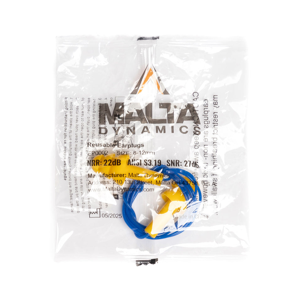 Malta Dynamics Reusable Corded Earplugs