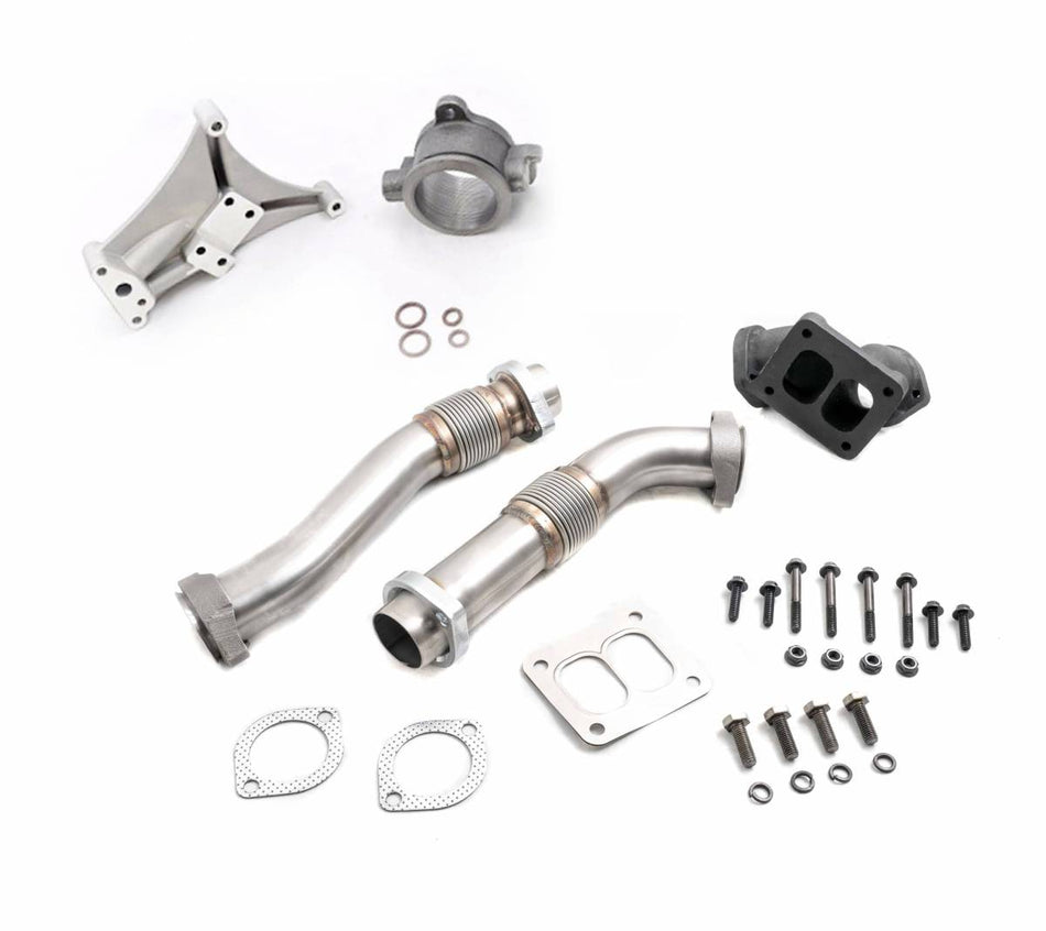 Rudy's Heavy Duty Stainless Steel Bellowed Replacement Turbocharger Up Pipe Kit with Non-EBP Pedestal & Housing For 94-97 7.3 Powerstroke